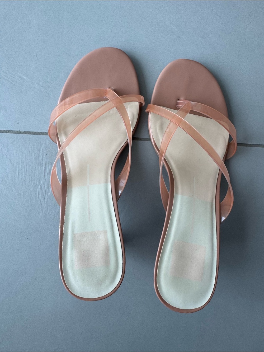 Dolce Vita Peach Slide Sandals with Clear Crossover Straps